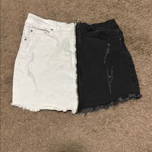 Two-Tone Black and White Denim Skirt